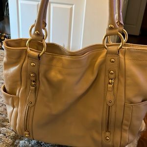 Beige leather purse